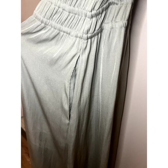 Womens Anthropologie Current Air Cape May Sage Green Ruffled Midi Dress Sz Large - Picture 8 of 8